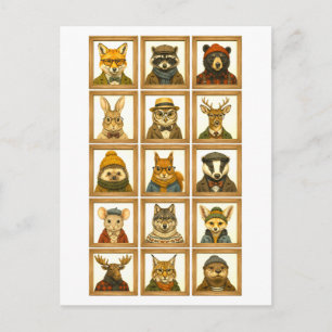 Animal Portrait Collage Postcard