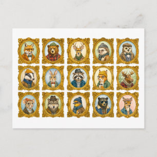 Animal Portrait Collage Postcard