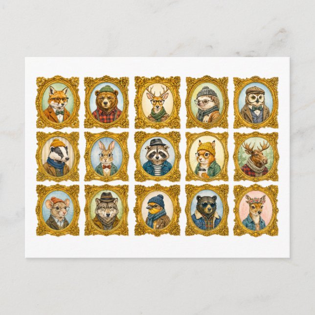 Animal Portrait Collage Postcard (Front)