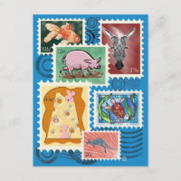 Animal Postage Stamps Postcards