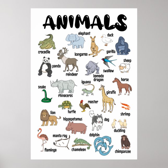Animal Poster Wall Art (Front)