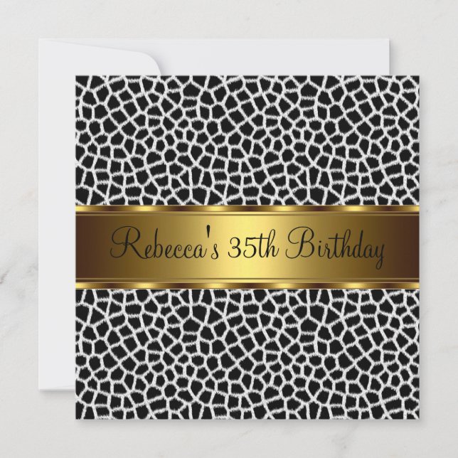 Animal Print 35th Elegant Birthday Party Invitation (Front)
