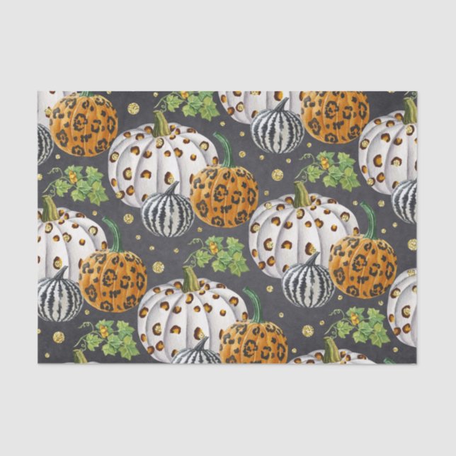 Animal Print Autumn Pumpkins  Tissue Paper (Front)
