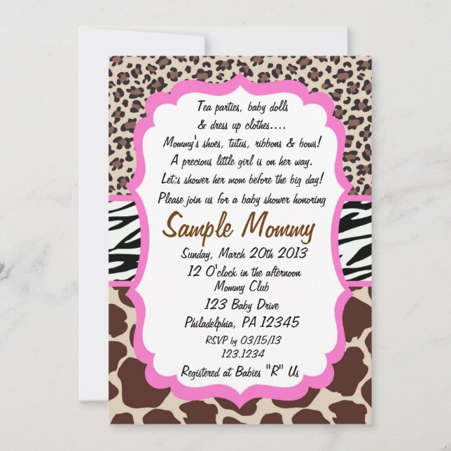 Animal Print Baby Shower Invitation (Front)