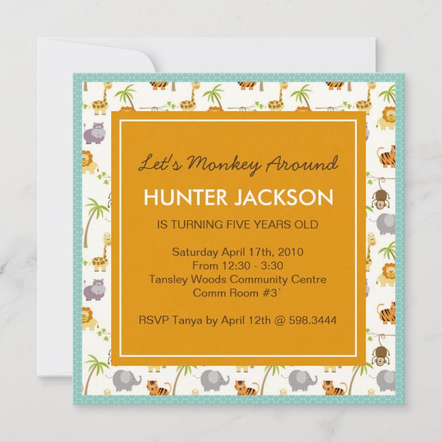Animal Print Birthday Party Invitation (Front)
