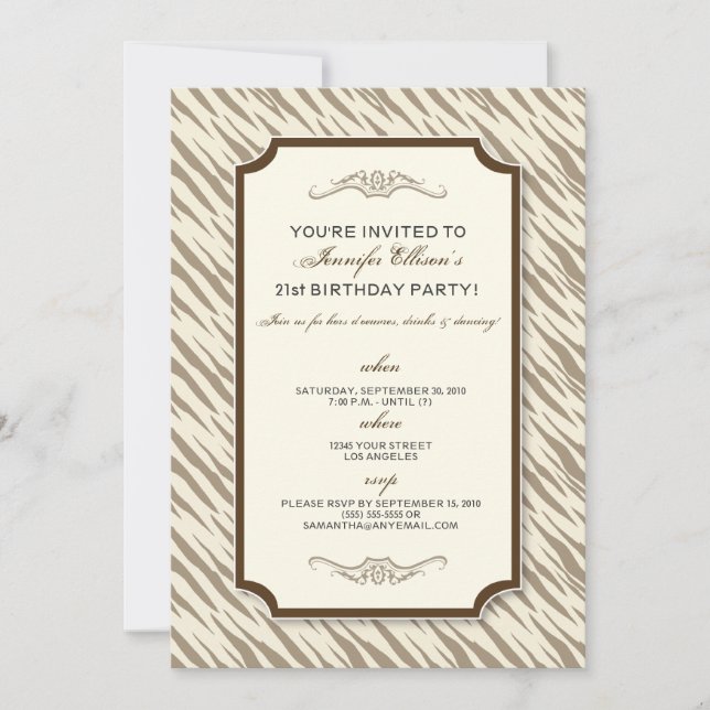 Animal Print Birthday Party Invitation (chocolate) (Front)