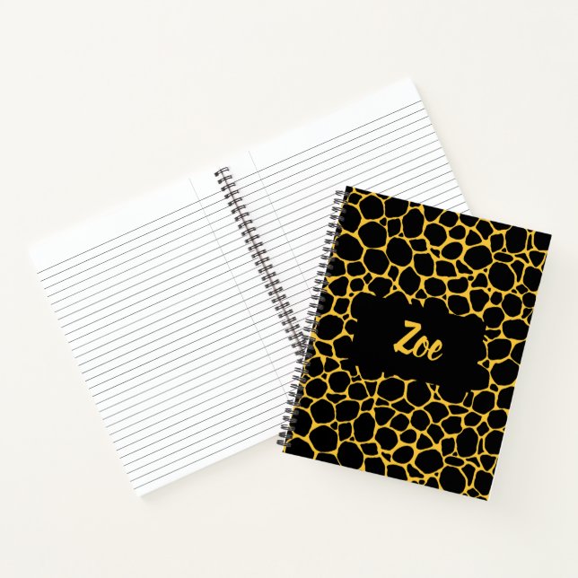 Animal Print Black and Mustard Patterned Notebook (Inside)