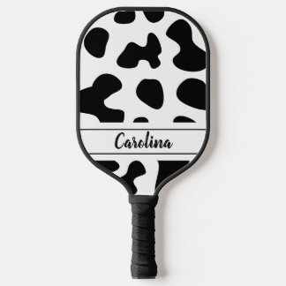 animal print black and white pattern pickleball paddle