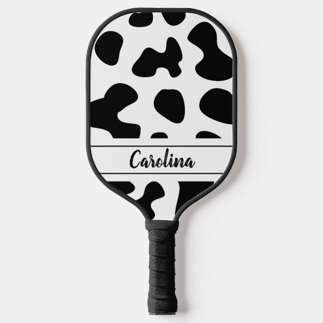 animal print black and white pattern pickleball paddle (Front)
