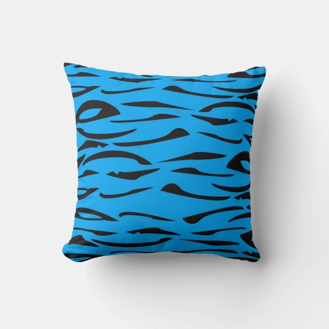 Animal Print Blue and Black Cushion (Front)