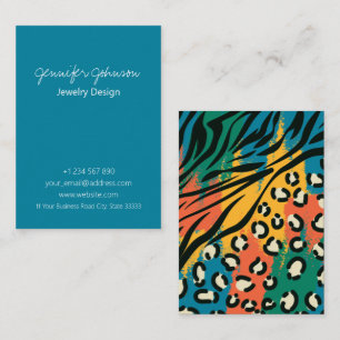 Animal Print Blue Colourful Necklace Business Card