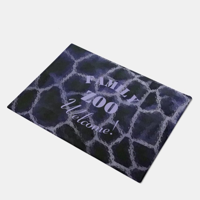 Animal Print Blue Doormat (Angled)