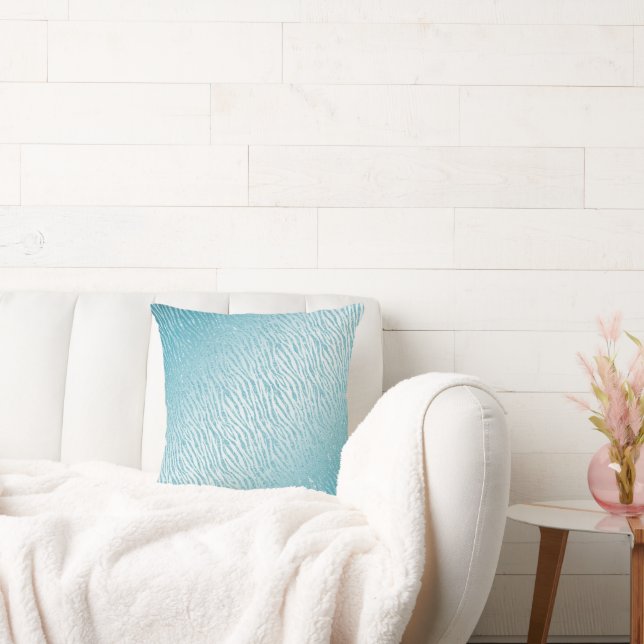 Animal Print Blue Glitter Glam Cushion (Couch)