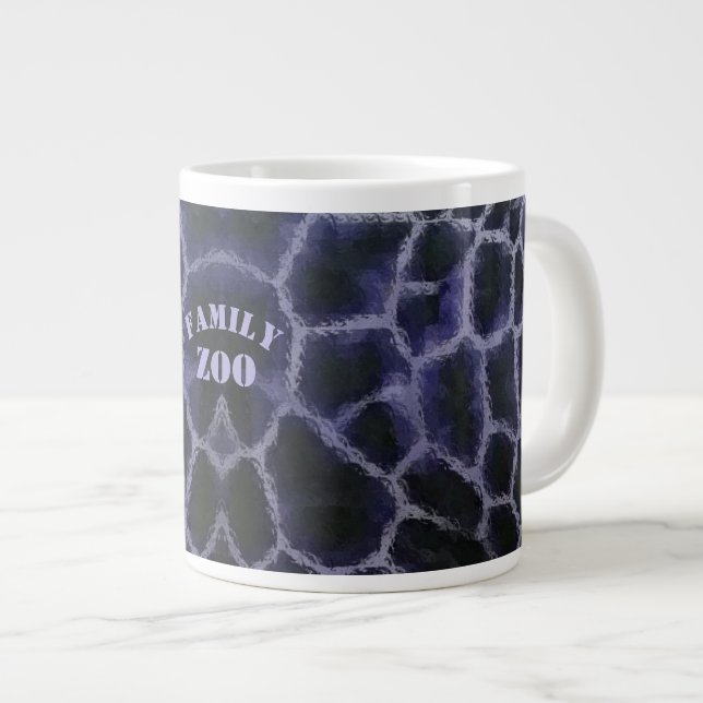Animal Print Blue Large Coffee Mug (Front Right)
