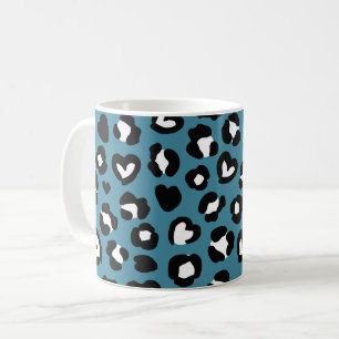 Animal Print, Blue Leopard, Cheetah Spots, Hearts Coffee Mug