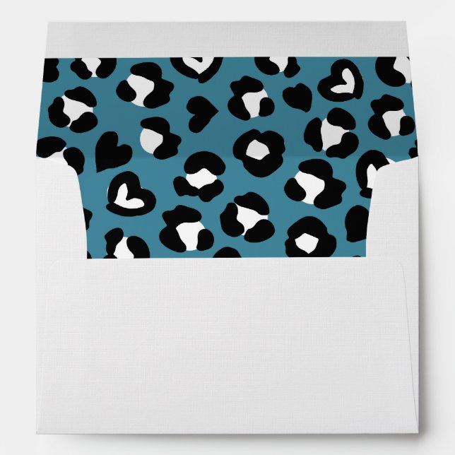 Animal Print, Blue Leopard, Cheetah Spots, Hearts Envelope (Back (Bottom))