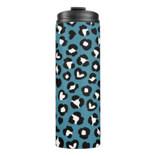 Animal Print, Blue Leopard, Cheetah Spots, Hearts Thermal Tumbler