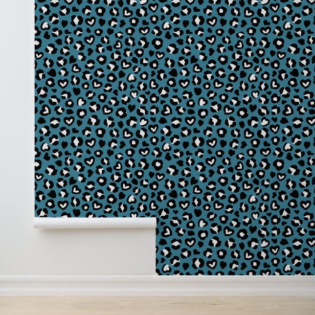 Animal Print, Blue Leopard, Cheetah Spots, Hearts Wallpaper (Application)