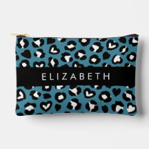 Animal Print, Blue Leopard, Hearts, Your Name