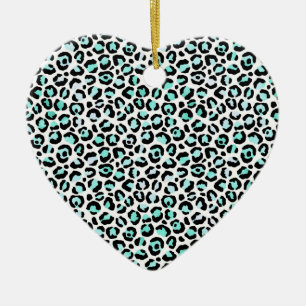 Animal Print Blue Spots Turquoise Pink Faux Black Ceramic Tree Decoration