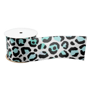 Animal Print Blue Spots Turquoise Pink Faux Black Satin Ribbon