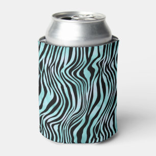 Animal Print Bright Blue Zebra Skin Turquoise Can Cooler