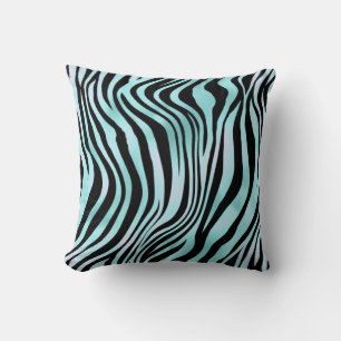 Animal Print Bright Blue Zebra Skin Turquoise Cushion