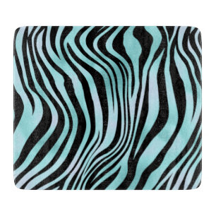 Animal Print Bright Blue Zebra Skin Turquoise Cutting Board
