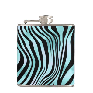 Animal Print Bright Blue Zebra Skin Turquoise Hip Flask