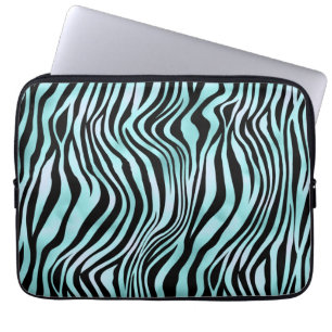 Animal Print Bright Blue Zebra Skin Turquoise Laptop Sleeve