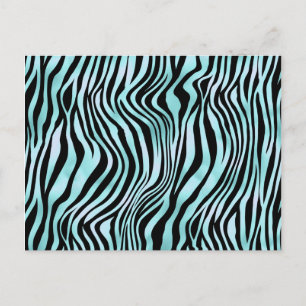 Animal Print Bright Blue Zebra Skin Turquoise Postcard