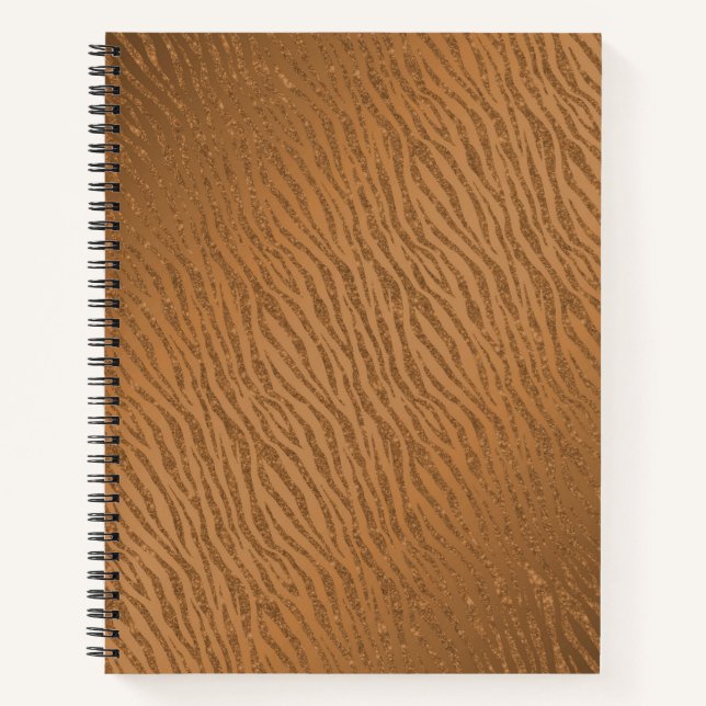 Animal Print Brown Glitter Glam Notebook (Front)