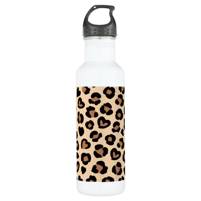 Animal Print, Brown Leopard, Cheetah Spots, Hearts 710 Ml Water Bottle (Front)