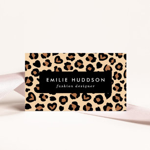 Animal Print, Brown Leopard, Cheetah Spots, Hearts Business Card