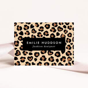 Animal Print, Brown Leopard, Cheetah Spots, Hearts Business Card