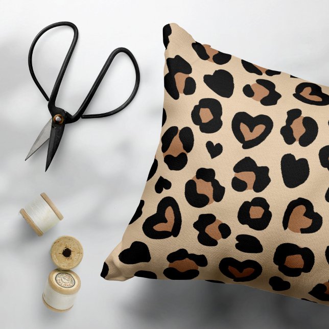 Animal Print, Brown Leopard, Cheetah Spots, Hearts Decorative Cushion (Creator Uploaded)