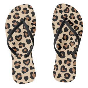Animal Print, Brown Leopard, Cheetah Spots, Hearts Jandals