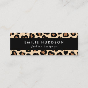 Animal Print, Brown Leopard, Cheetah Spots, Hearts Mini Business Card