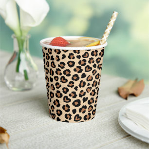 Animal Print, Brown Leopard, Cheetah Spots, Hearts Paper Cups