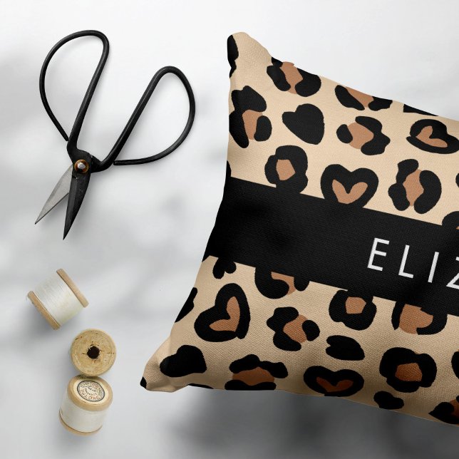 Animal Print, Brown Leopard, Hearts, Your Name Pillowcase (Creator Uploaded)