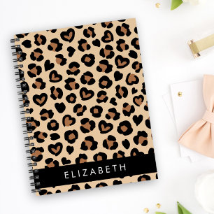 Animal Print, Brown Leopard, Hearts, Your Name Planner