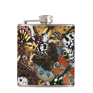 Animal print. Butterfly wings. Hip Flask