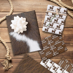 Animal Print Cattle Stampede Brown  Wrapping Paper Sheet