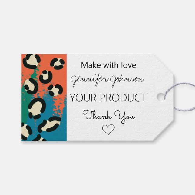 Animal Print Colourful Gift Tags (Front (Horizontal))