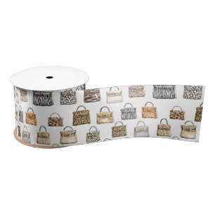 Animal Print Designer Handbag Fashion Pattern Satin Ribbon