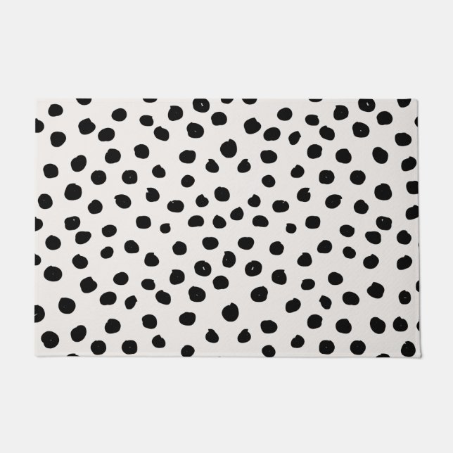 Animal Print Dots Black And White Dalmatian Doormat (Front)