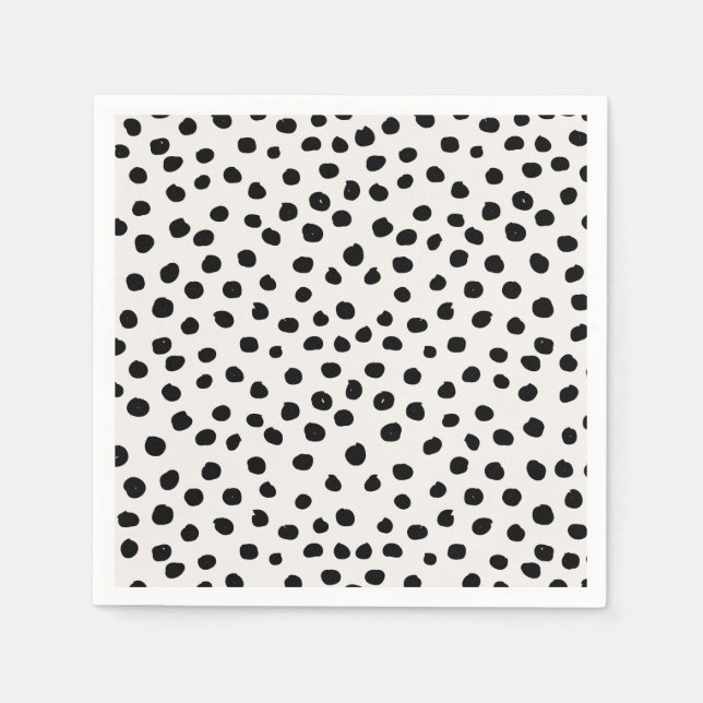 Animal Print Dots Black And White Dalmatian Napkin (Front)