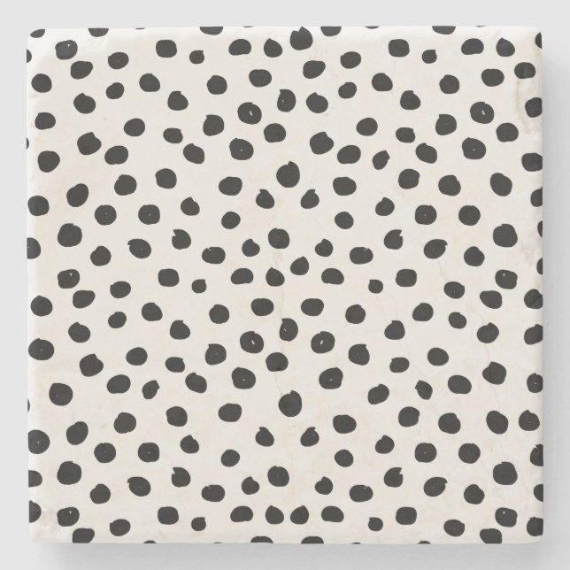 Animal Print Dots Black And White Dalmatian Stone Coaster (Front)
