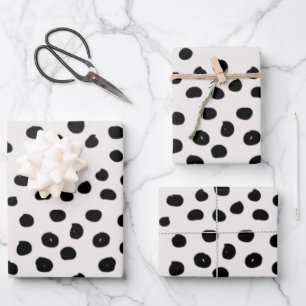 Animal Print Dots Black And White Dalmatian Wrapping Paper Sheet