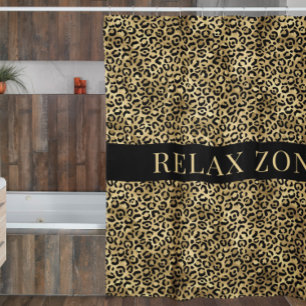 Animal print Faux Gold Black Shower Curtain